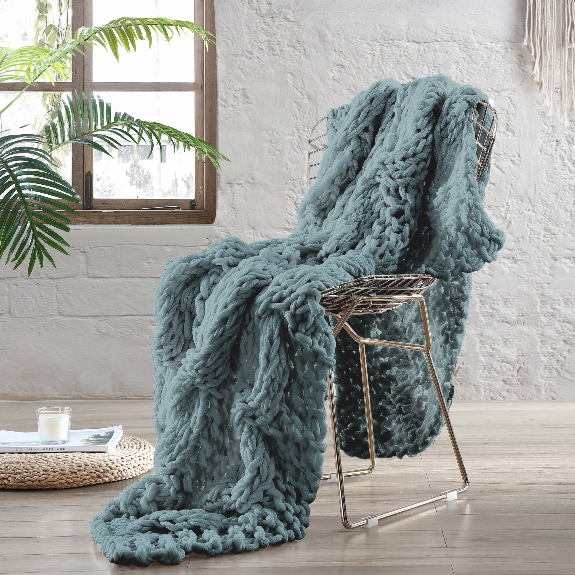 Modern Threads Reina Chunky Knit Adult Throw Blanket 50 x 60 IVY in Nepal at NPR 0 Rating 5