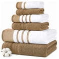thumbnail image 1 of Modern Threads Reinhart 6-Piece Quick Dry Striped, Cotton Bath Towel Set, Mustard, 1 of 11
