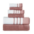 thumbnail image 1 of Modern Threads Reinhart 6-Piece Quick Dry Striped, Cotton Bath Towel Set, Rosewood Pink, 1 of 5