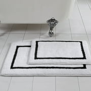 Modern Threads Reversible Adult Bath Rug Set 100% Cotton, 17" x 24" & 21" x 34", Black