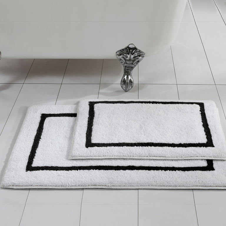 Heathered Hotel 2-Piece Microfiber Bath Rug Set - Black/ White