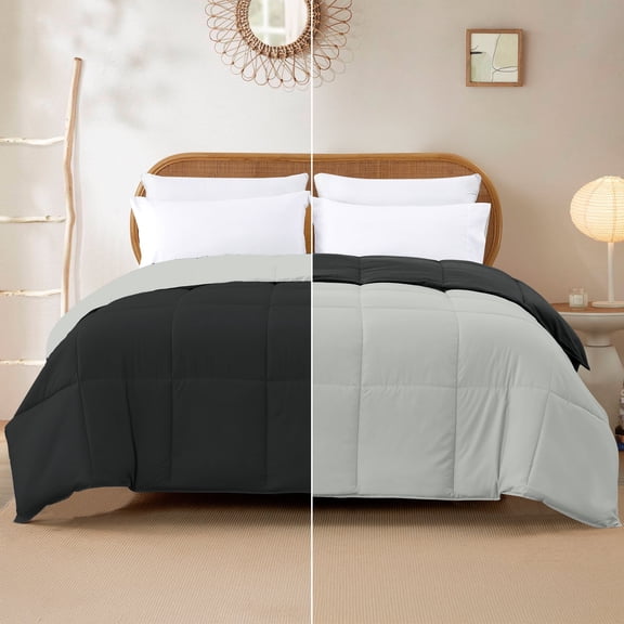 Modern Threads Reversible Anthracite & Silver All-Season Down Alternative Adult Bed Comforter, King