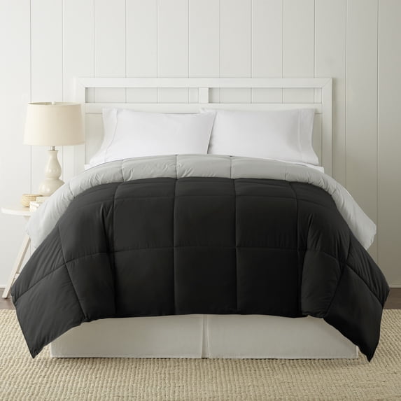 Modern Threads Reversible Black & Silver Adult Down Alternative Comforter, Queen