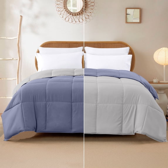 Modern Threads Reversible Blue & Silver Adult Down Alternative Comforter, Queen