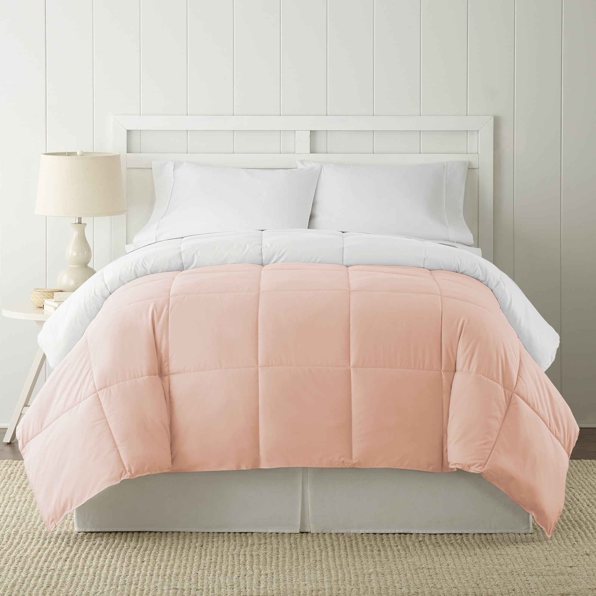 Modern Threads Reversible Blush & White Adult Down Alternative Comforter, Queen
