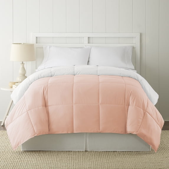 Modern Threads Reversible Blush & White Adult Down Alternative Comforter, Queen