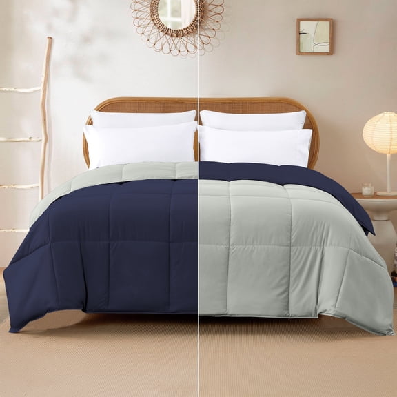 Modern Threads Reversible Eclipse & Silver All-Season Down Alternative Adult Bed Comforter, Queen