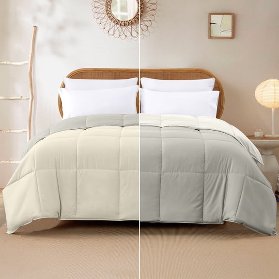 Modern Threads Reversible Ivory & Atmosphere All-Season Down Alternative Adult Bed Comforter, King