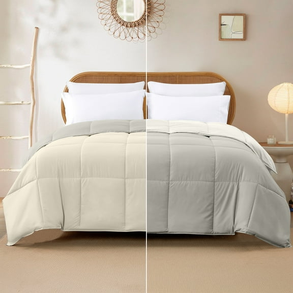 Modern Threads Reversible Ivory & Atmosphere All-Season Down Alternative Adult Bed Comforter, King