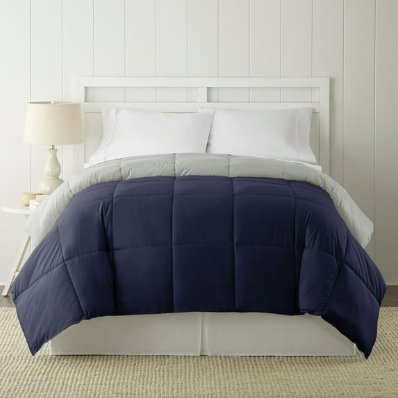 Modern Threads Reversible Navy & Silver Adult All-Season Down Alternative Comforter, Twin