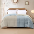 thumbnail image 1 of Modern Threads Reversible Oatmeal & Dusty Blue All-Season Down Alternative Adult Bed Comforter, Queen, 1 of 18