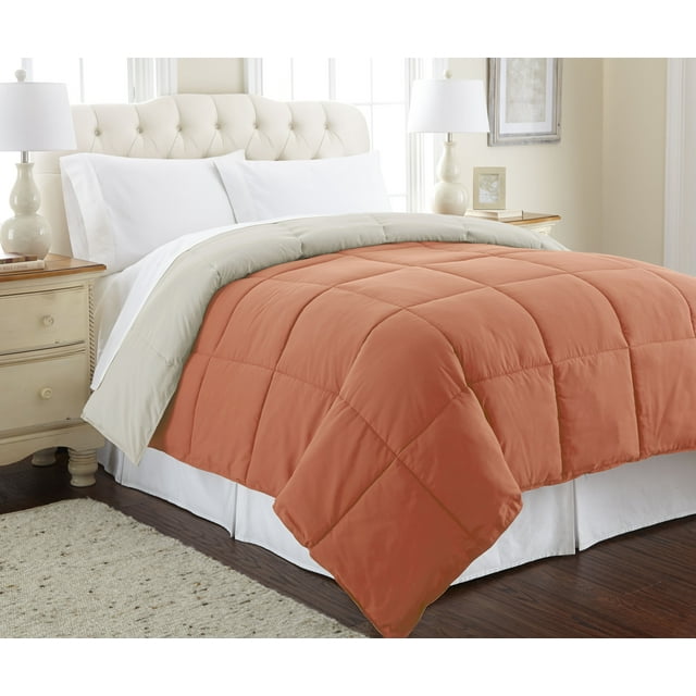 Modern Threads Reversible Orange Rust & Oatmeal All-Season Down Alternative Adult Bed Comforter, California King