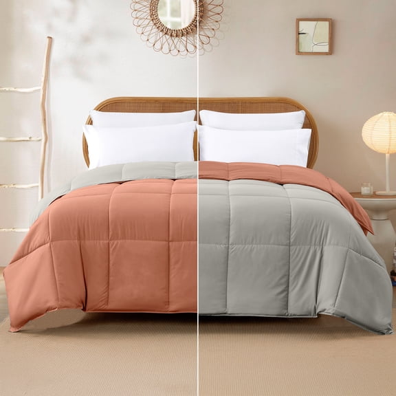 Modern Threads Reversible Orange Rust & Oatmeal All-Season Down Alternative Adult Bed Comforter, Queen