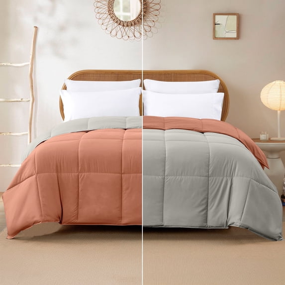 Modern Threads Reversible Orange Rust & Oatmeal All-Season Down Alternative Adult Bed Comforter, Twin