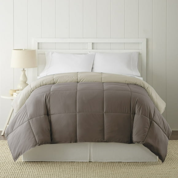 Modern Threads Reversible Stone & Champagne Adult Down Alternative Comforter, Queen