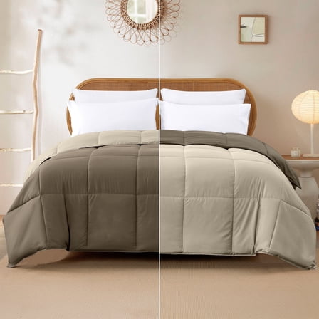 Modern Threads Down Alternative Reversible Comforter Stone & Champagne Twin