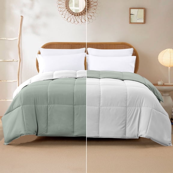 Modern Threads Reversible White & Gray All-Season Down Alternative Adult Bed Comforter, Twin
