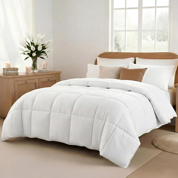 Modern Threads Reversible White & White All-Season Down Alternative Adult Bed Comforter, King