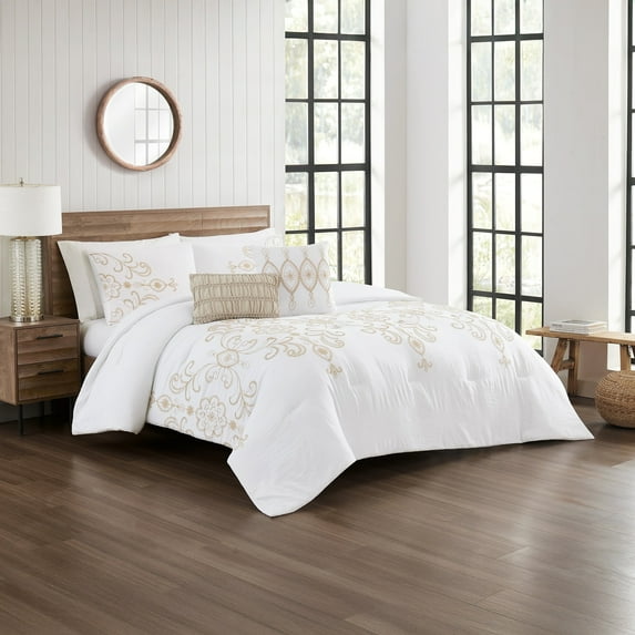 Modern Threads 5-Piece Sabrina Jacquard Microfiber Comforter Set, Queen