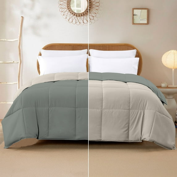 Modern Threads Reversible Dusty Sage & Almond All-Season Down Alternative Adult Bed Comforter, Queen