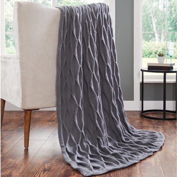 Modern Threads Samira Embellished Acrylic Throw Blanket, 50" x 60", Charcoal