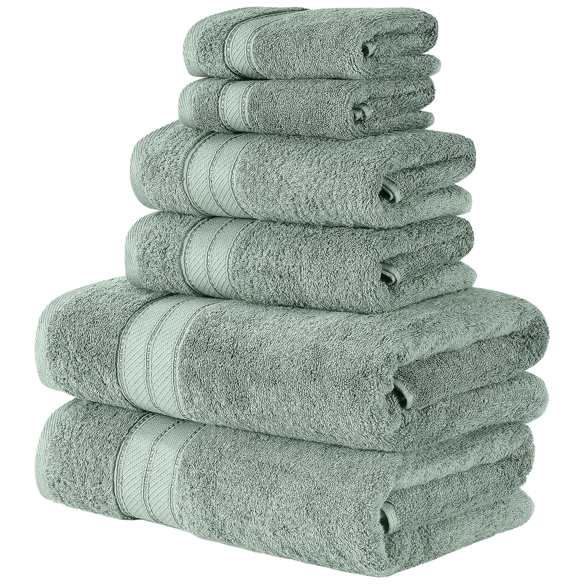 Modern Threads Spunloft 6-Piece Cotton Bath Towel Set, Eucalyptus