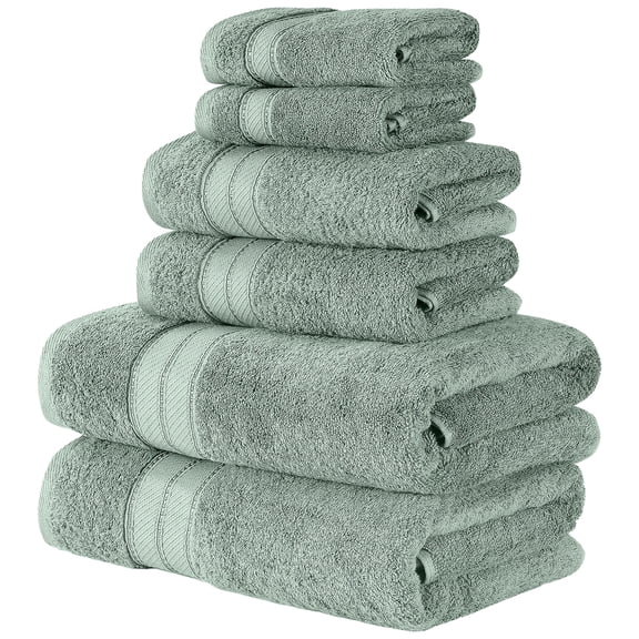 Modern Threads Spunloft 6-Piece Cotton Bath Towel Set, Eucalyptus