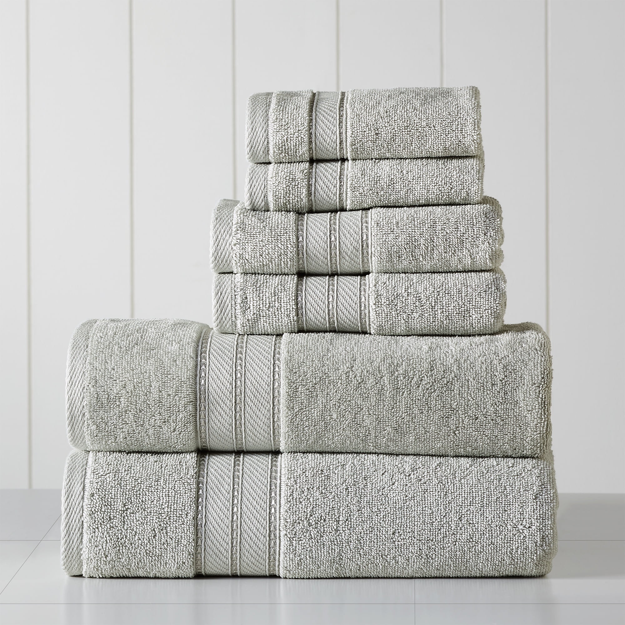 Modern Threads Spunloft 6-Piece Cotton Bath Towel Set, Gray