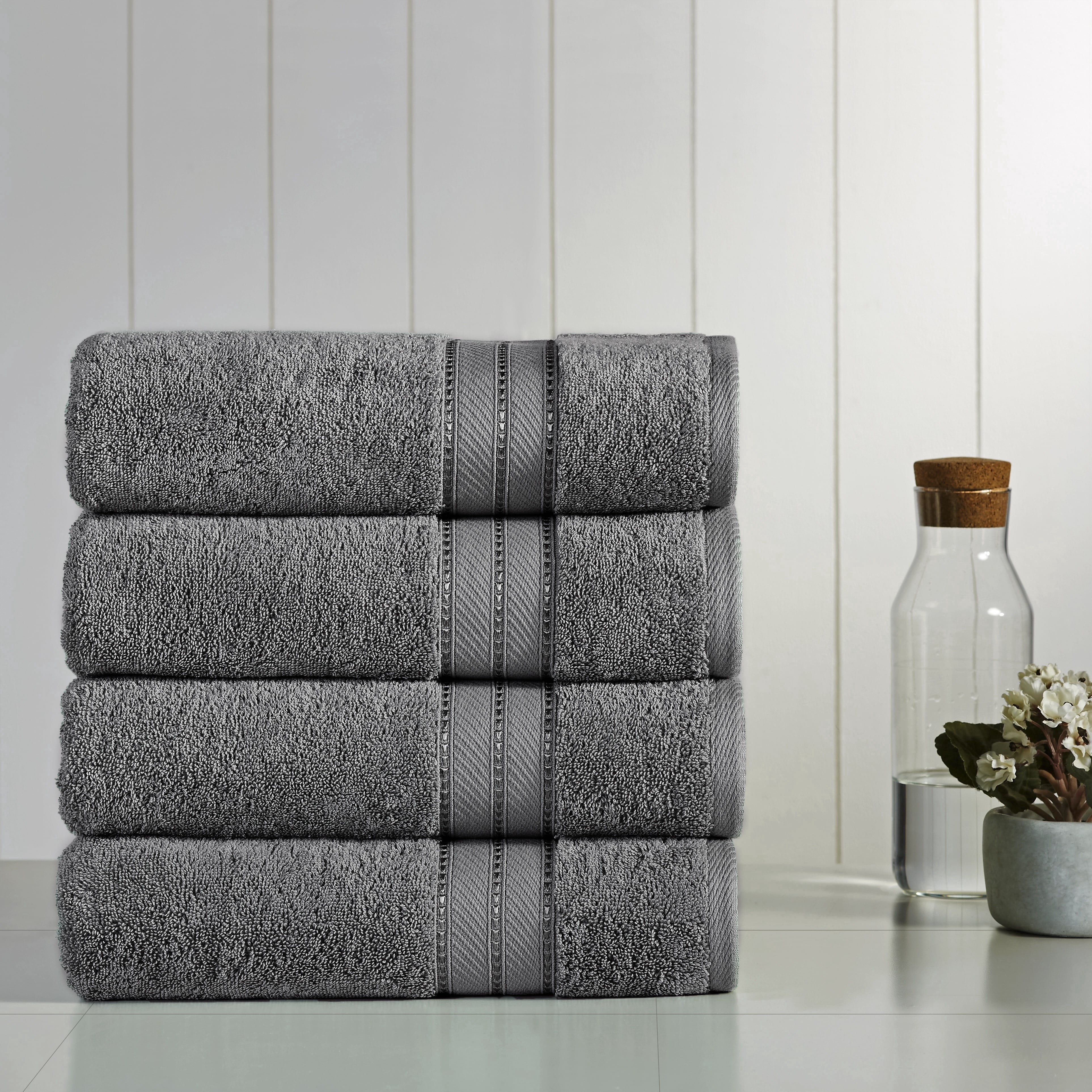 Modern Threads Spunloft Cotton Bath Towels, Charcoal (4 Count)