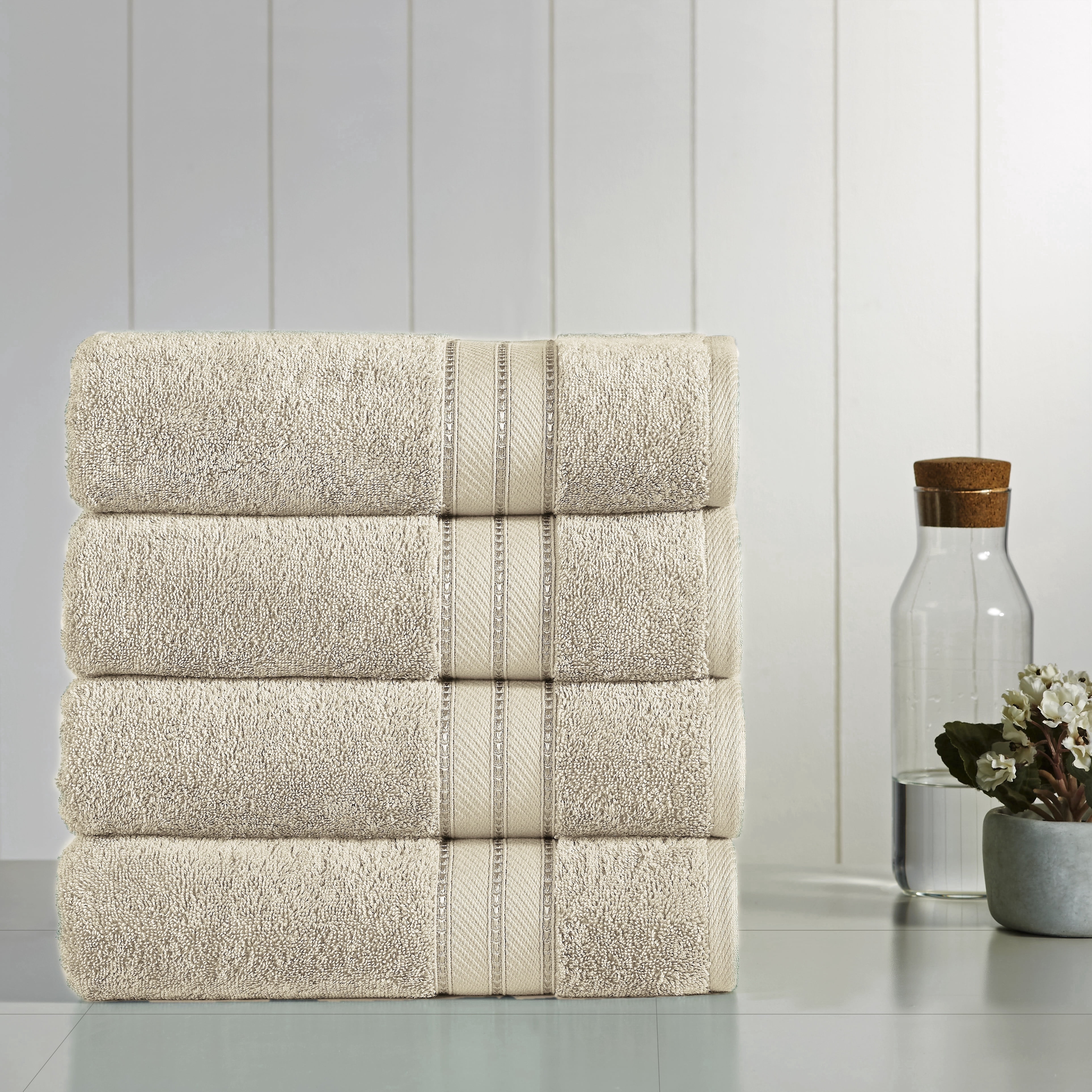Modern Threads Spunloft Cotton Bath Towels, Sand (4 Count)