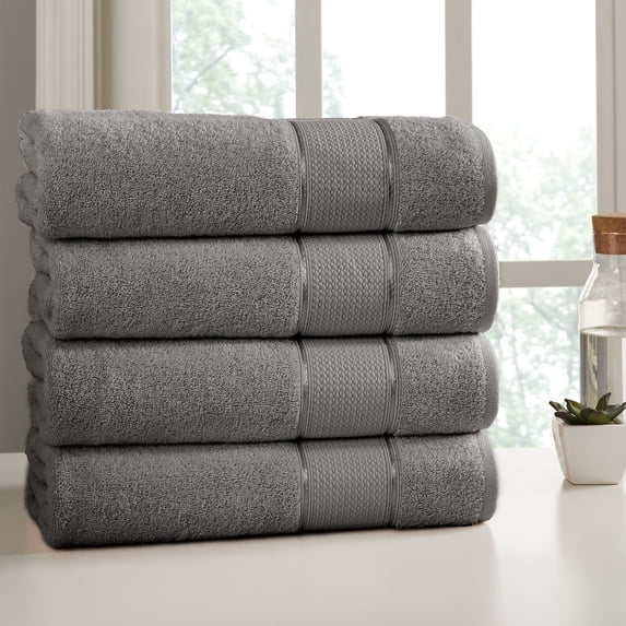 Modern Threads Spunloft™ Adult Bath Sheet Set, 35" x 66", 100% Cotton 4 Pack, Charcoal