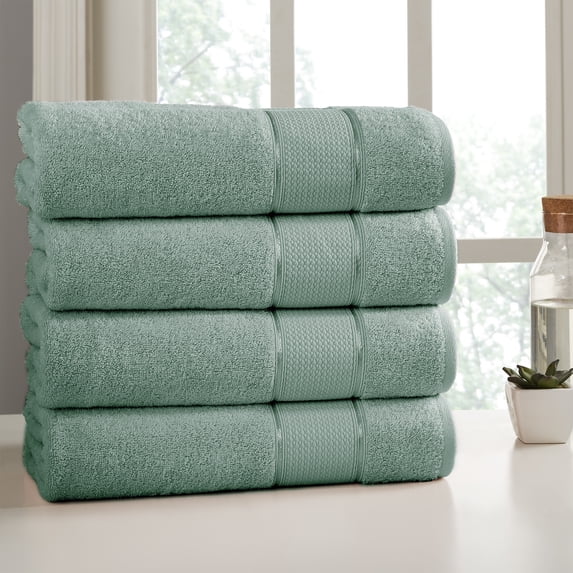 Modern Threads Spunloft™ Adult Bath Sheet Set, 35" x 66", 100% Cotton 4 Pack, Eucalyptus Green