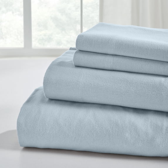 Modern Threads 4-Piece Blue Sky Cotton Flannel Adult Bed Sheet Set, King