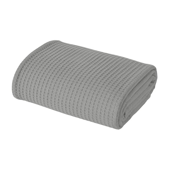 Modern Threads Thermal Waffle Weave Light Gray Cotton Bed Blanket, Full/Queen