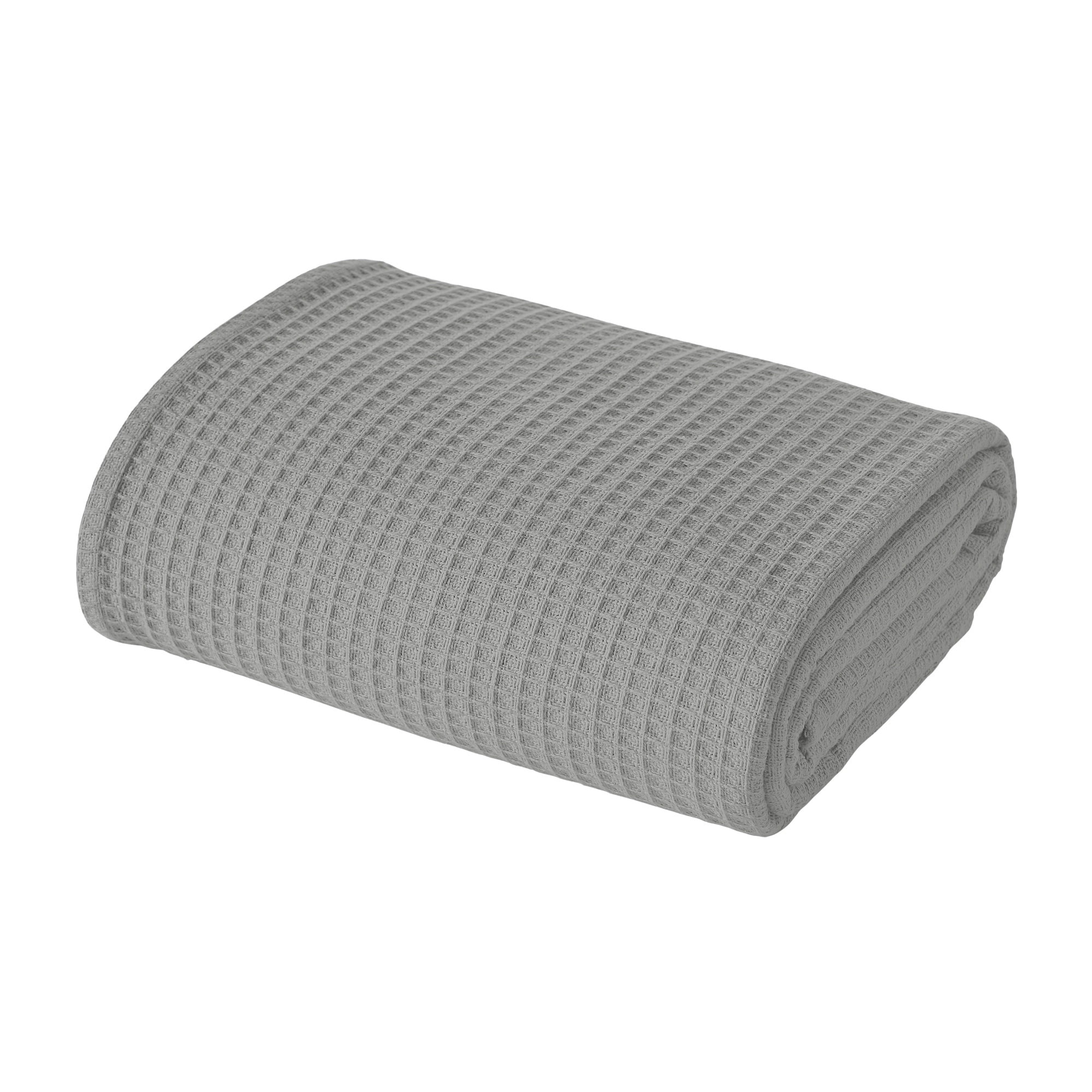 Modern Threads Thermal Waffle Weave Light Gray Cotton Bed Blanket, King