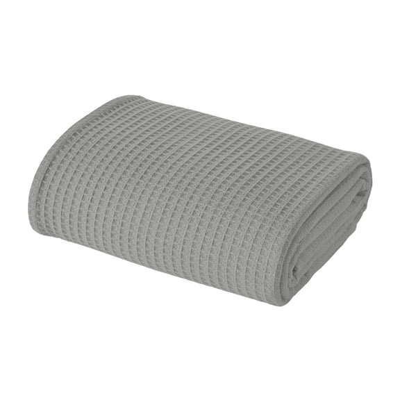 Modern Threads Thermal Waffle Weave Light Gray Cotton Bed Blanket, King