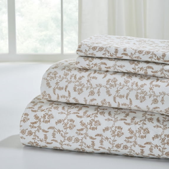 Modern Threads 4-Piece Vevian Printed Cotton Flannel Adult Bed Sheet Set, California King