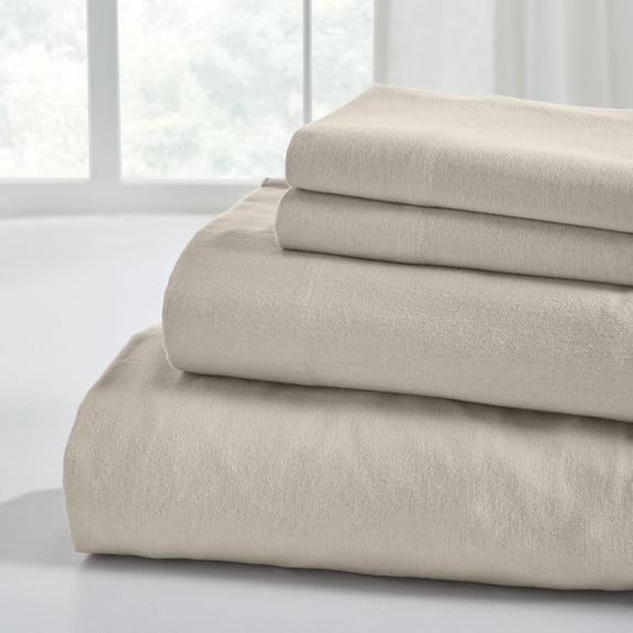 Modern Threads 4-Piece Tan Cotton Flannel Adult Bed Sheet Set, California King