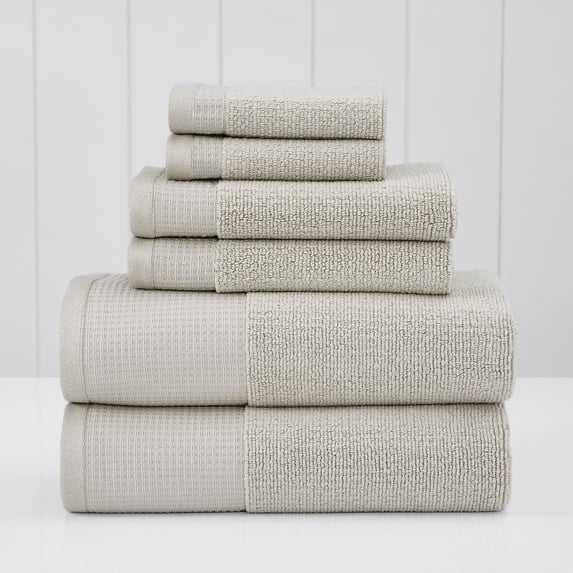 Modern Threads Waffle-Rib 6-Piece Cotton Bath Towel Sets, Silver