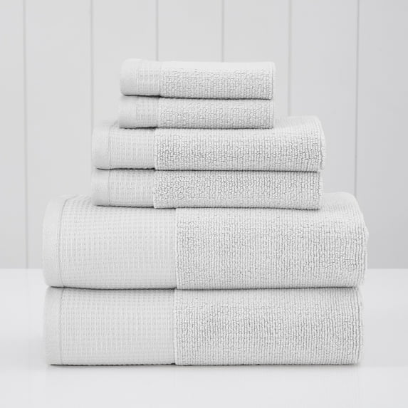 Modern Threads Waffle-Rib 6-Piece Cotton Bath Towel Sets, White