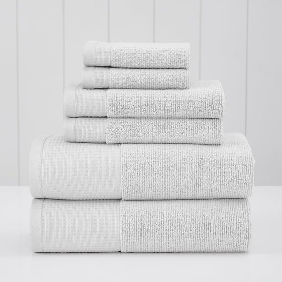 Modern Threads Waffle-Rib 6-Piece Cotton Bath Towel Sets, White