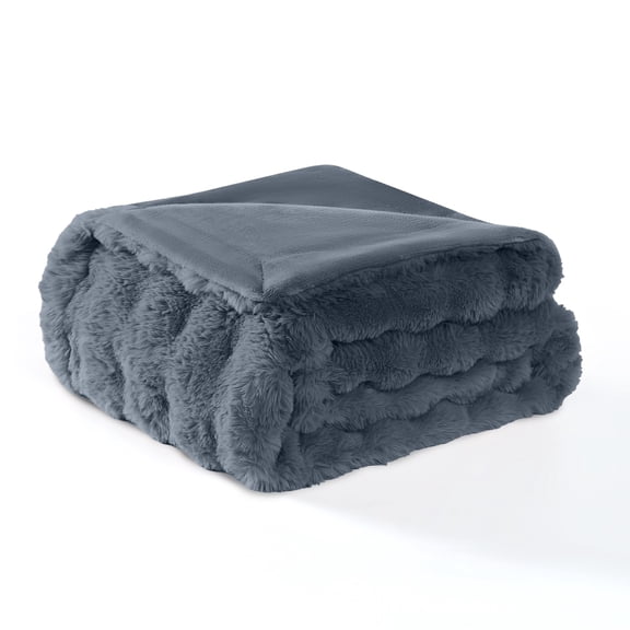 Modern Threads Water-Resistant Faux Rabbit Fur Pet Blanket for Dogs & Cats – Ultra-Soft Couch, Bed & Crate Protector, 30x40" Navy Blue, Small