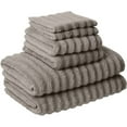 thumbnail image 1 of Modern Threads Wavy 6-Piece Adult Bath Towel Set, Quick Dry 100% Luxury Cotton, Gray, 1 of 6