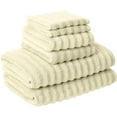 thumbnail image 1 of Modern Threads Wavy 6-Piece Adult Bath Towel Set, Quick Dry 100% Luxury Cotton, Ivory, 1 of 6