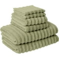 thumbnail image 1 of Modern Threads Wavy 6-Piece Adult Bath Towel Set, Quick Dry 100% Luxury Cotton, Sage, 1 of 6