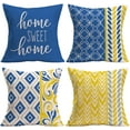 thumbnail image 1 of Modern Throw Pillow Covers Home Sweet Home Decorative Pillow Cover Geometry Pillow Cases Set of 4 Navy Yellow Cushion Cover 16x16 Inch Sofa Outdoor Farmhouse Pillows Cover, 1 of 6