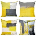 thumbnail image 1 of Ambesonne Modern Throw Pillow Cover 4 Pack, Abstract Grunge Squares Art, 20", Yellow and Grey, 1 of 7