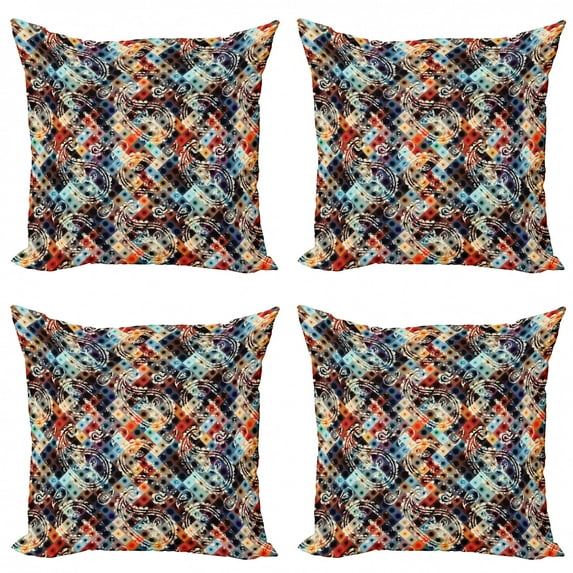 Ambesonne Modern Throw Pillow Cover 4 Pack, Paisley Spots, 24", Multicolor
