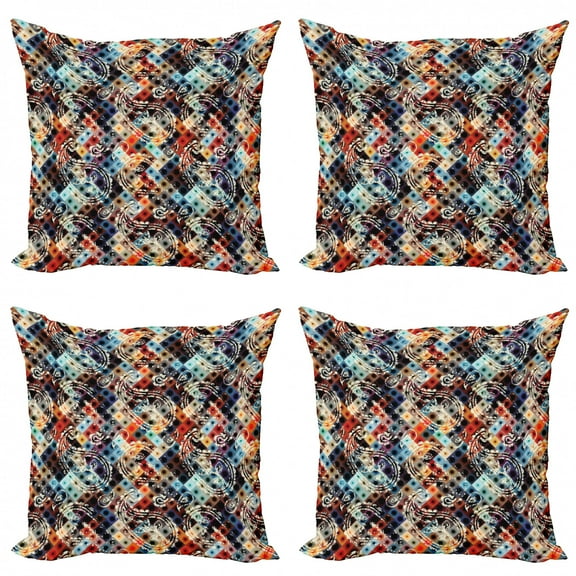 Ambesonne Modern Throw Pillow Cover 4 Pack, Paisley Spots, 16", Multicolor