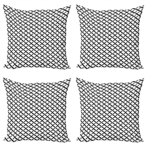 Ambesonne Modern Throw Pillow Cover 4 Pack, Minimalist Brushstokes, 18", Charcoal Grey White